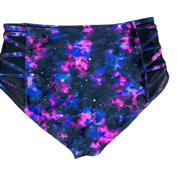 Hot topic galaxy outer space celestial high waist side lace mesh bikini bottom - Picture 2 of 4